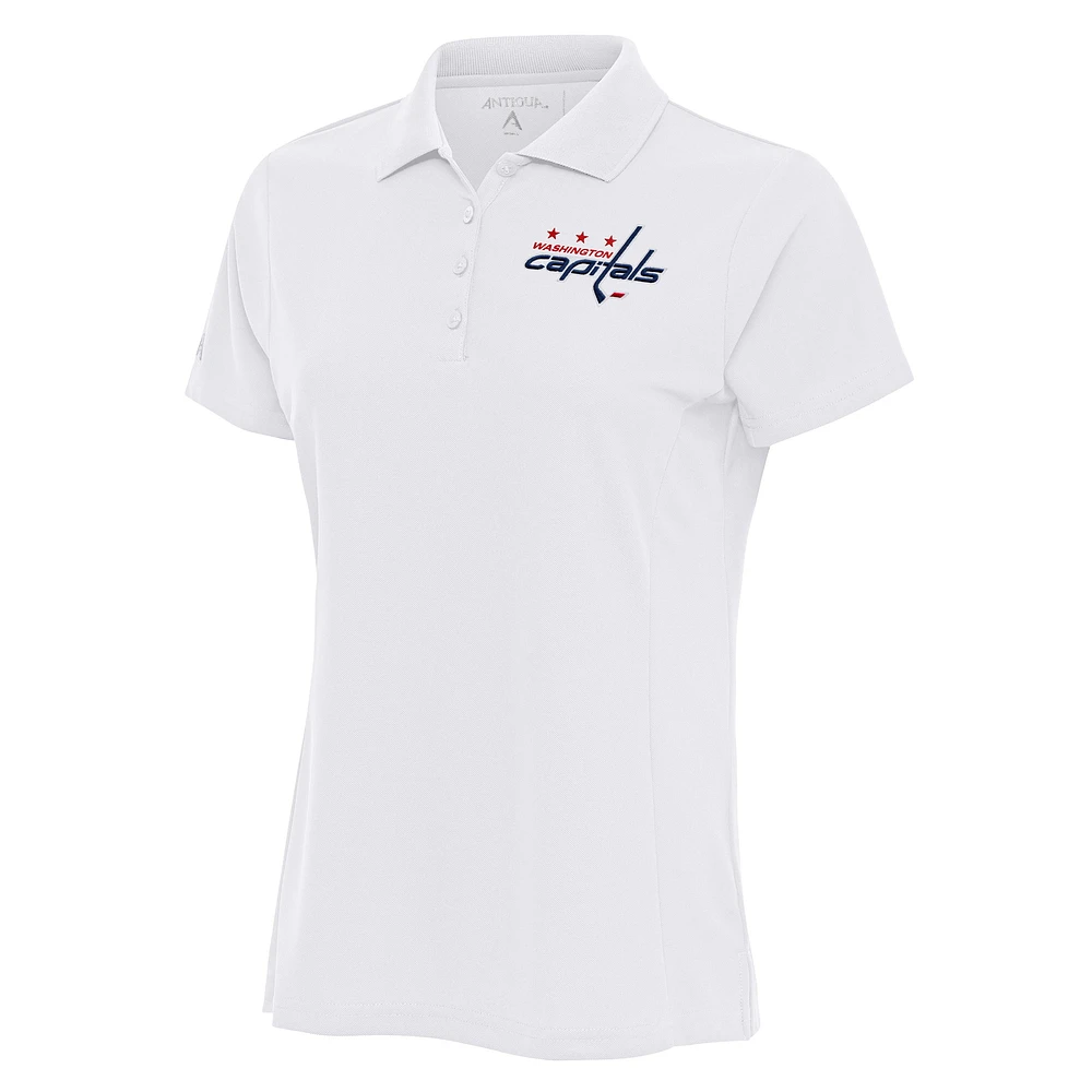 Women's Antigua White Washington Capitals Team Logo Legacy Pique Polo