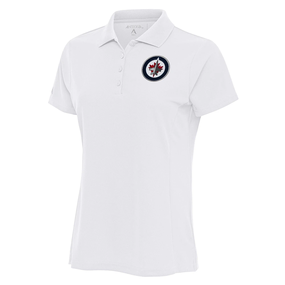 Women's Antigua White Winnipeg Jets Team Logo Legacy Pique Polo