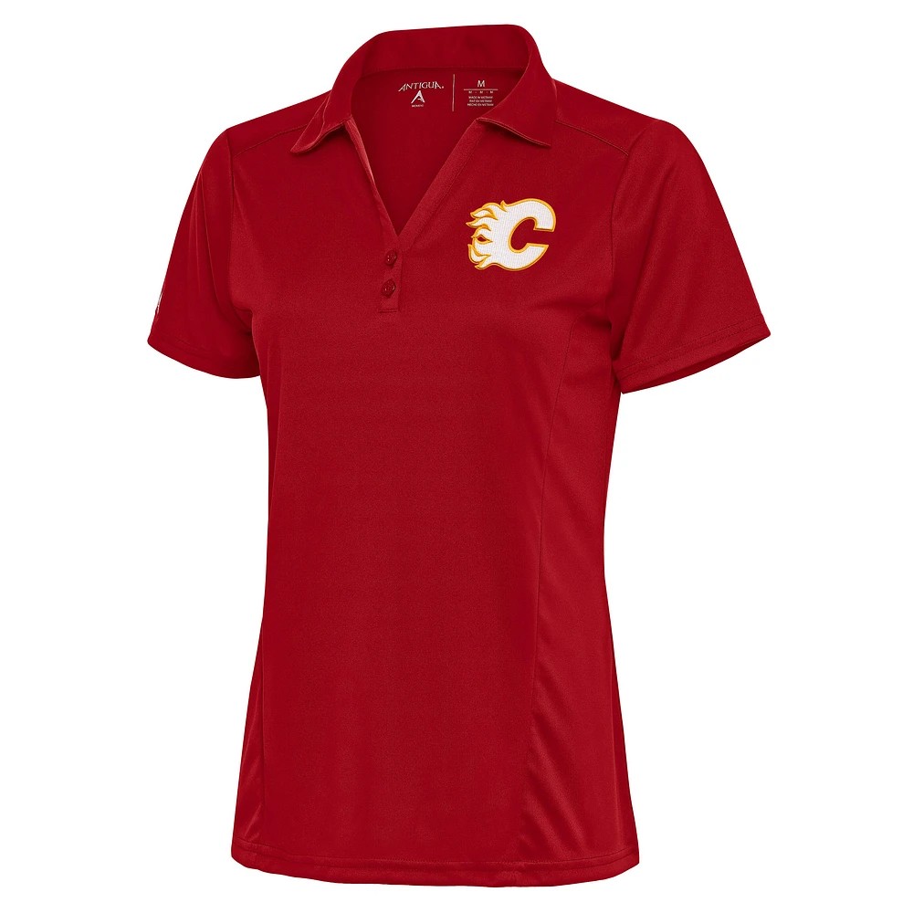 Women's Antigua Red Calgary Flames Team Logo Tribute Polo