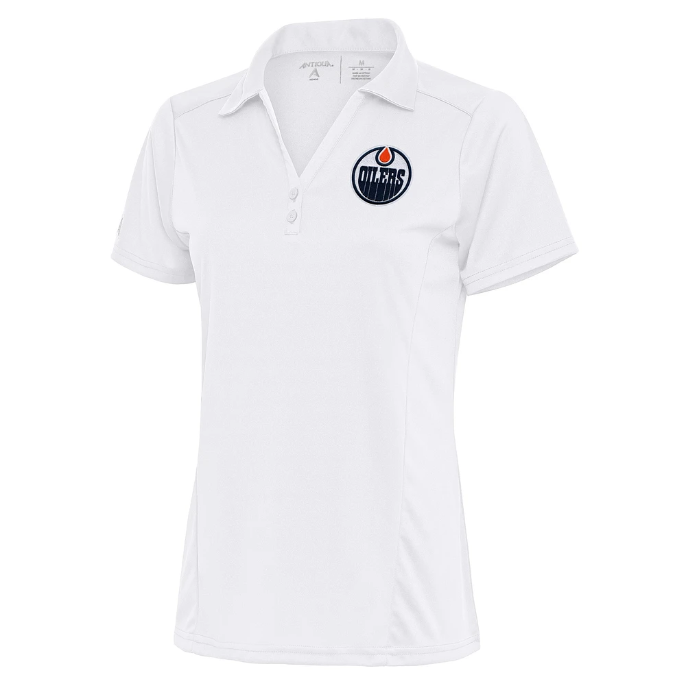 Women's Antigua White Edmonton Oilers Team Logo Tribute Polo