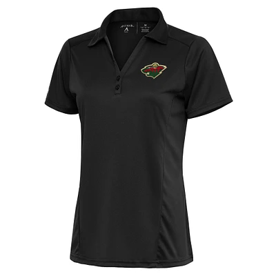 Women's Antigua Charcoal Minnesota Wild Team Logo Tribute Polo
