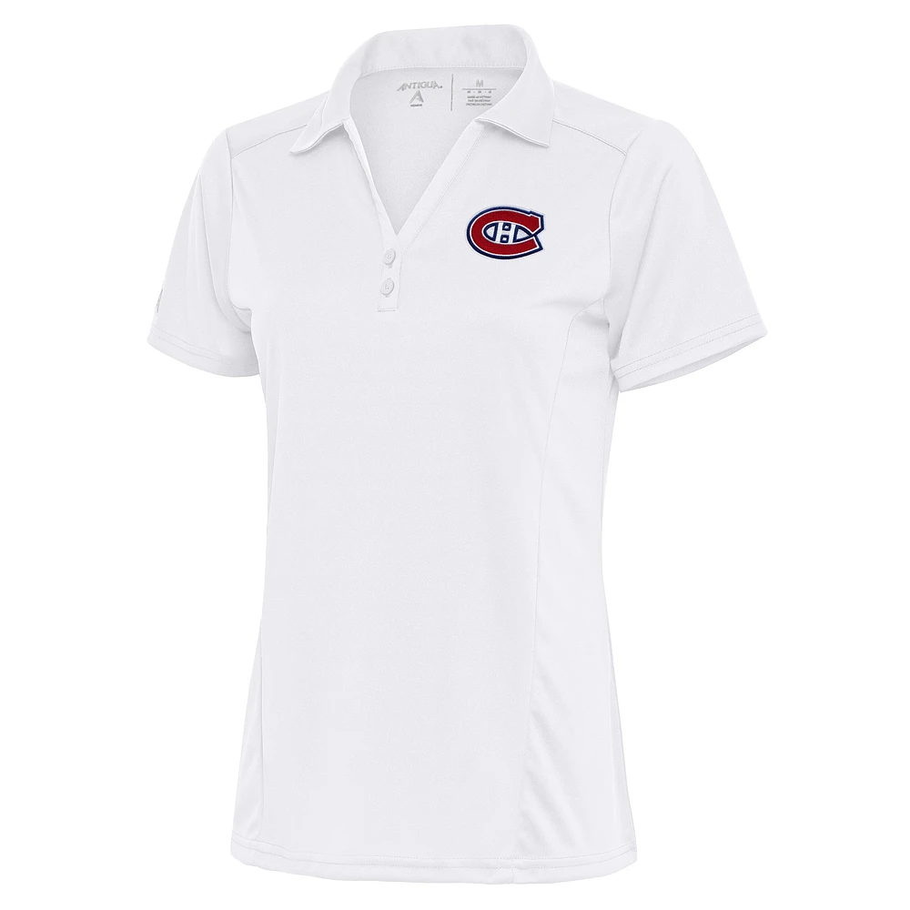 Women's Antigua White Montreal Canadiens Team Logo Tribute Polo