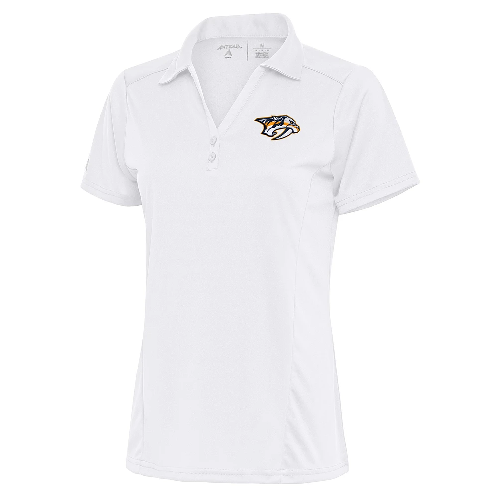 Women's Antigua White Nashville Predators Team Logo Tribute Polo