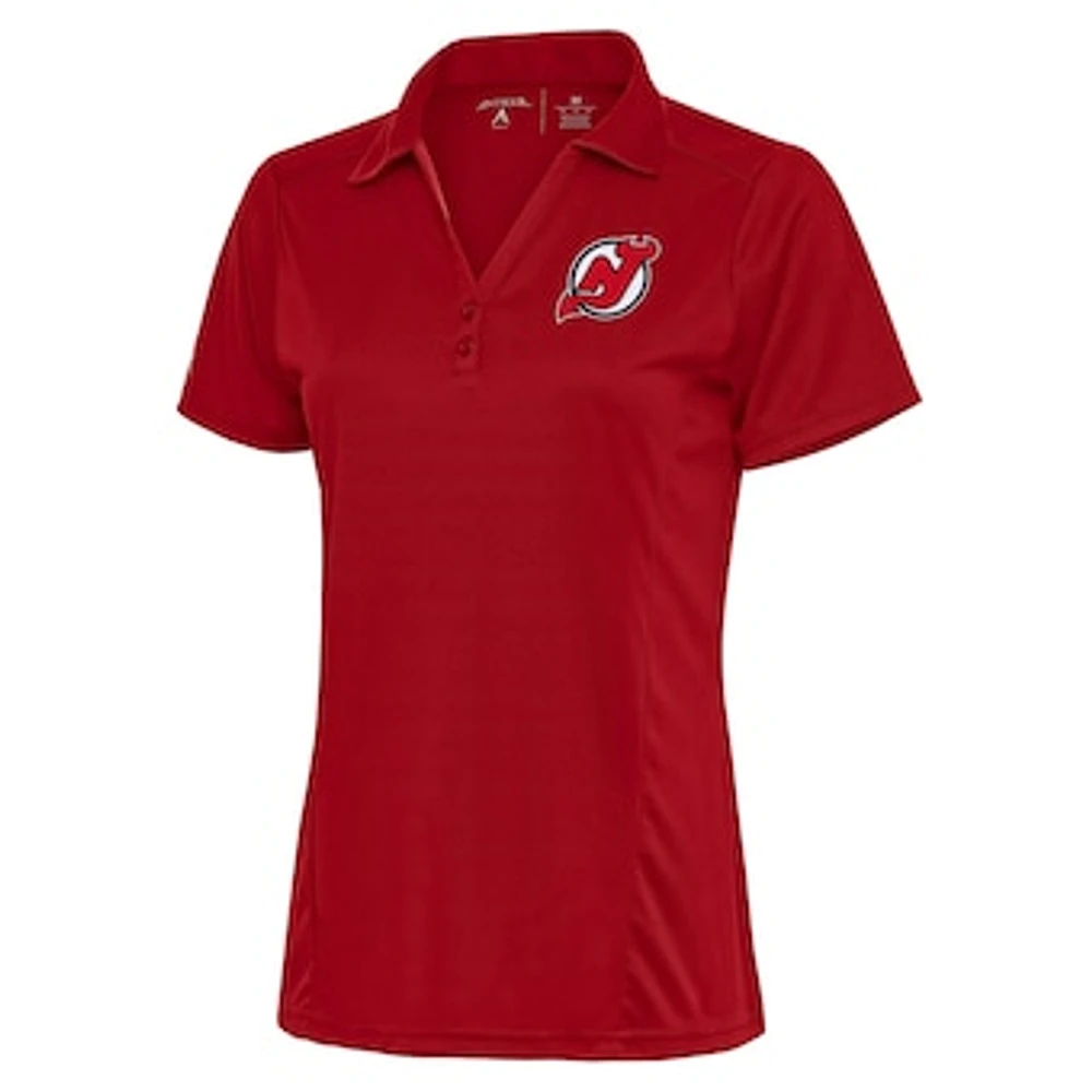 Women's Antigua Red New Jersey Devils Team Logo Tribute Polo