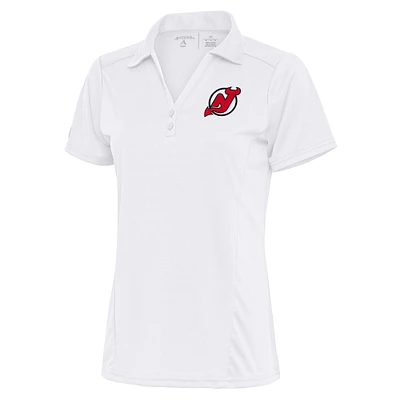 Women's Antigua White New Jersey Devils Team Logo Tribute Polo
