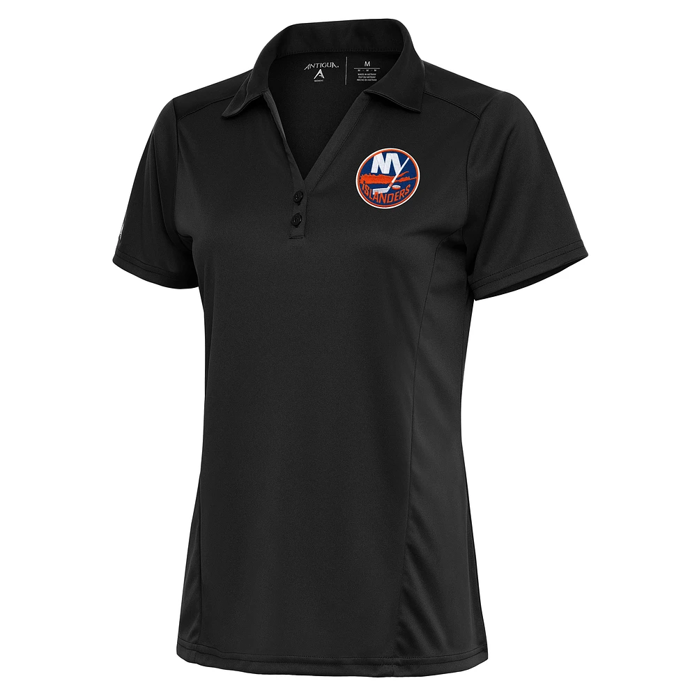 Women's Antigua Charcoal New York Islanders Team Logo Tribute Polo