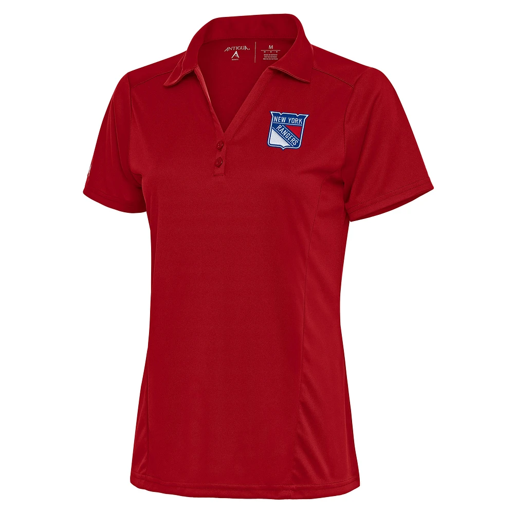 Women's Antigua Red New York Rangers Team Logo Tribute Polo