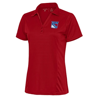 Women's Antigua Red New York Rangers Team Logo Tribute Polo