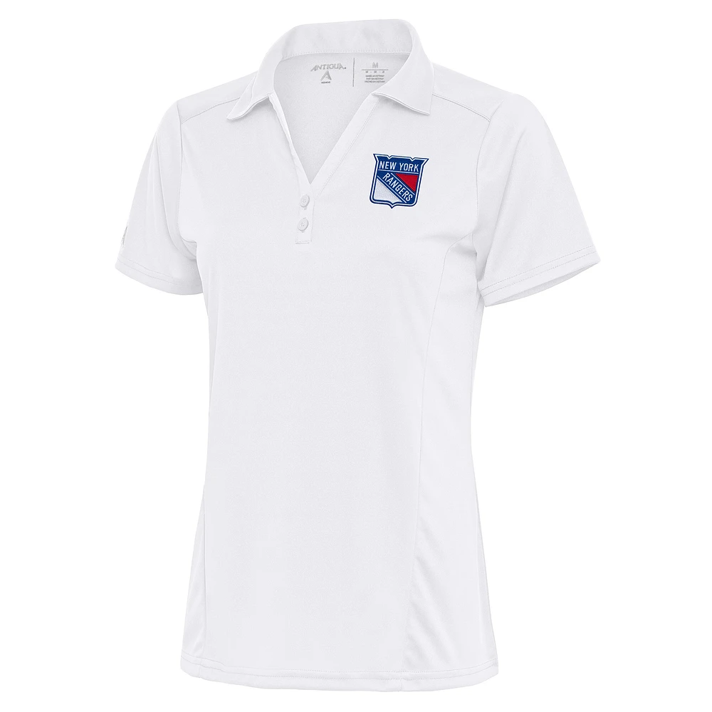 Women's Antigua White New York Rangers Team Logo Tribute Polo