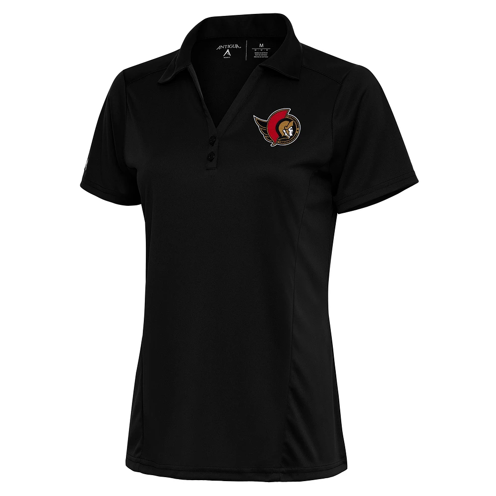 Women's Antigua Black Ottawa Senators Team Logo Tribute Polo
