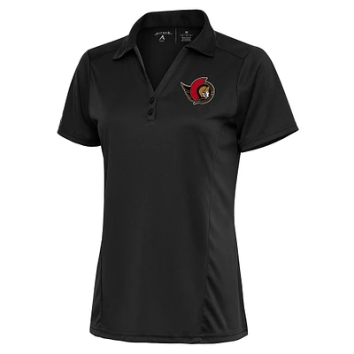 Women's Antigua Charcoal Ottawa Senators Team Logo Tribute Polo