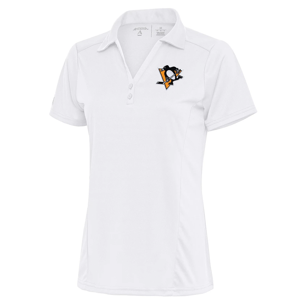 Women's Antigua White Pittsburgh Penguins Team Logo Tribute Polo