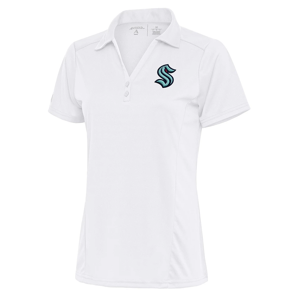 Women's Antigua White Seattle Kraken Team Logo Tribute Polo