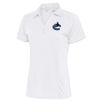 Women's Antigua White Vancouver Canucks Team Logo Tribute Polo