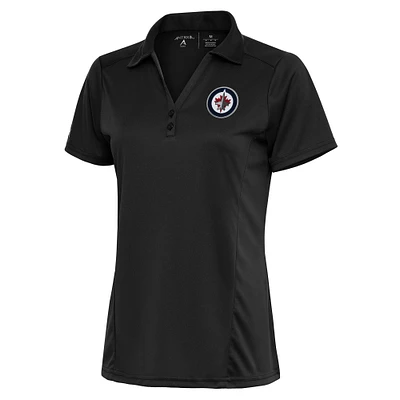 Women's Antigua Charcoal Winnipeg Jets Team Logo Tribute Polo