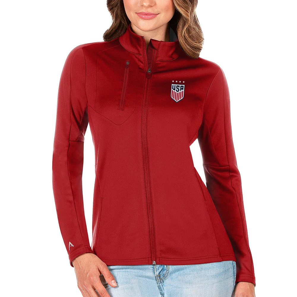 Women's Antigua Red USWNT Generation Full-Zip Jacket