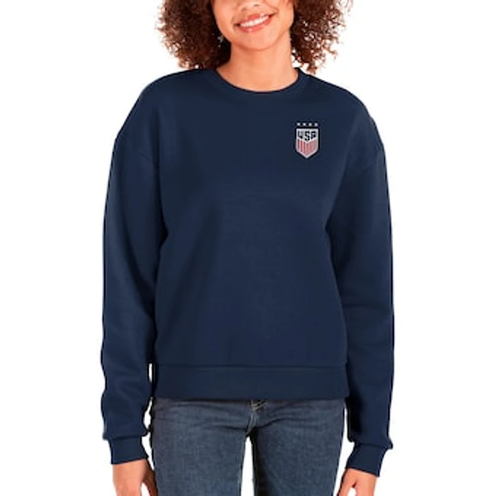 Women's Antigua Navy USWNT Victory Crewneck Pullover Sweatshirt
