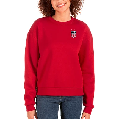 Women's Antigua Red USWNT Victory Crewneck Pullover Sweatshirt