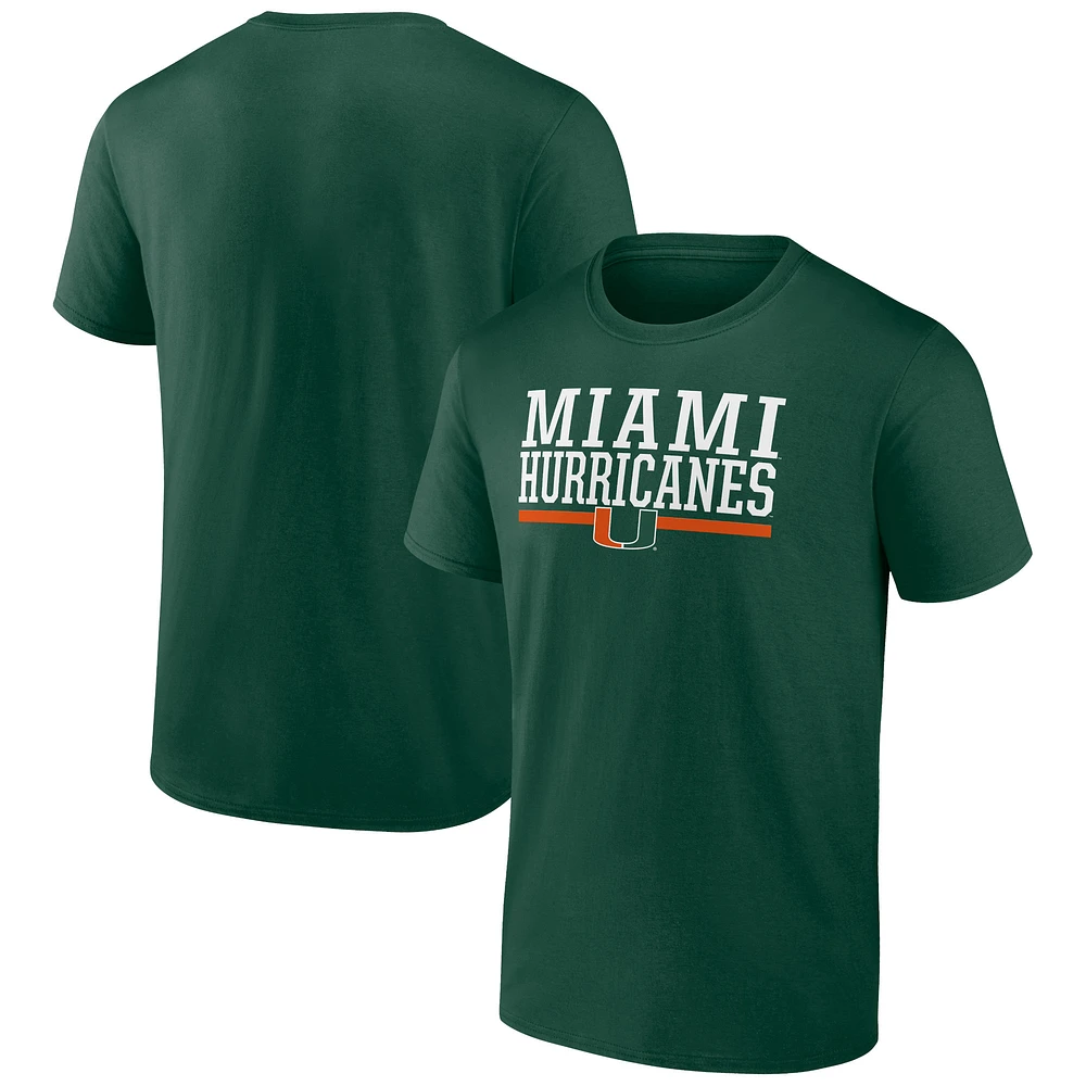 Men's Green Miami Hurricanes Collegiate Stack T-Shirt