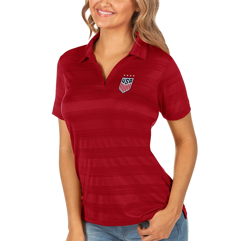 Women's Antigua Red USWNT Compass Polo