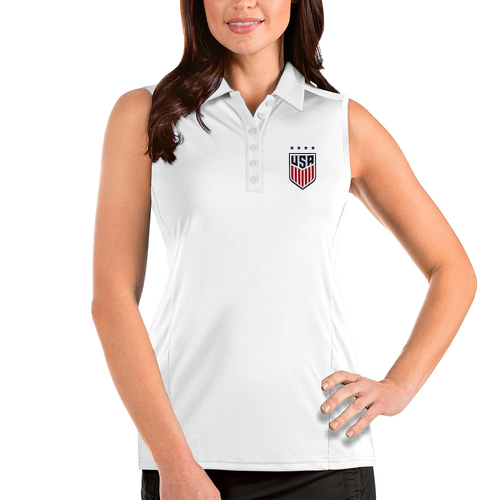 Women's Antigua White USWNT Tribute Sleeveless Polo