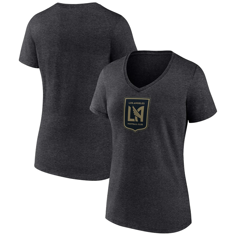 Women's Charcoal LAFC Official Logo V-Neck T-Shirt