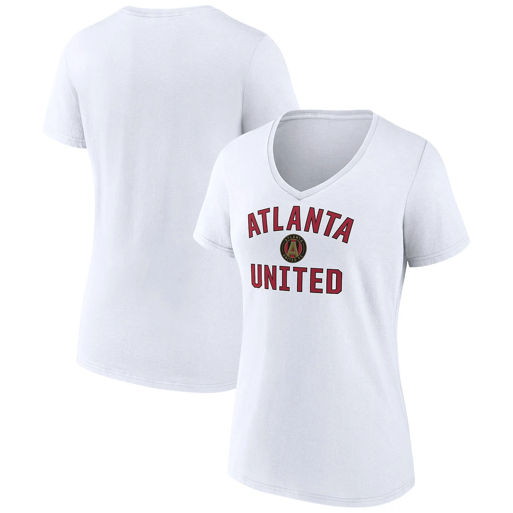 Women's White Atlanta United FC Victory Arch Logo V-Neck T-Shirt