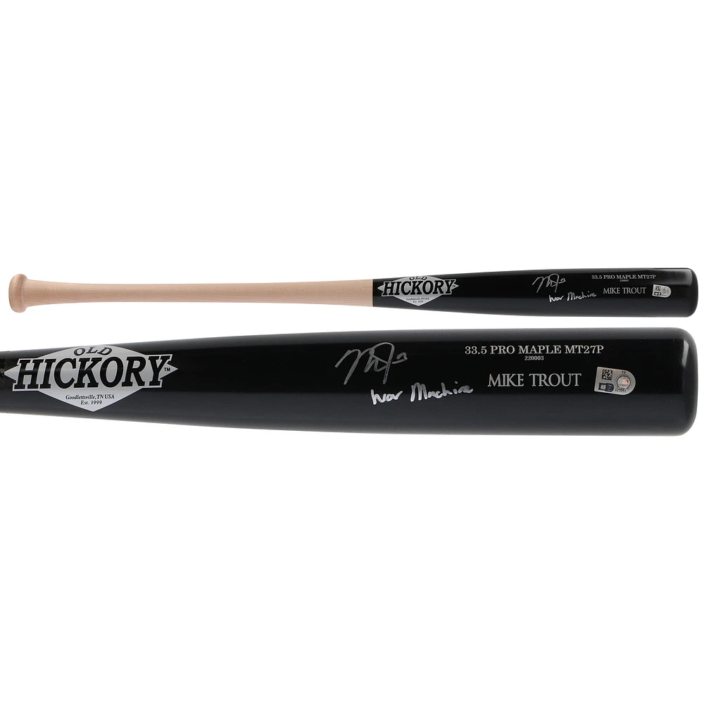 Mike Trout Los Angeles Angels Autographed Old Hickory Game Model Bat with "War Machine" Inscription