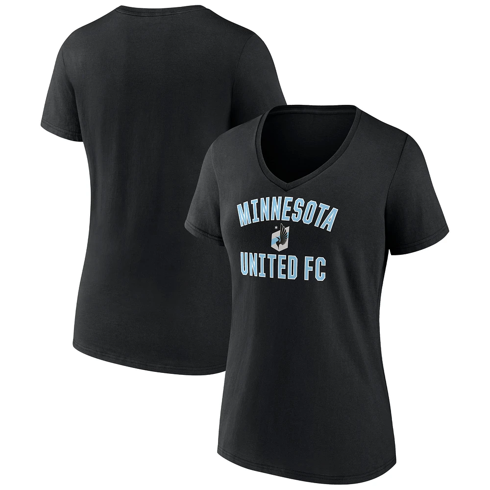 Women's Black Minnesota United FC Victory Arch Logo V-Neck T-Shirt