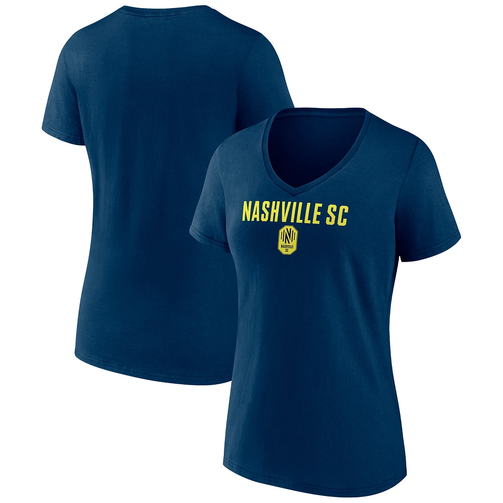 Women's Navy Nashville SC Victory Arch Logo V-Neck T-Shirt
