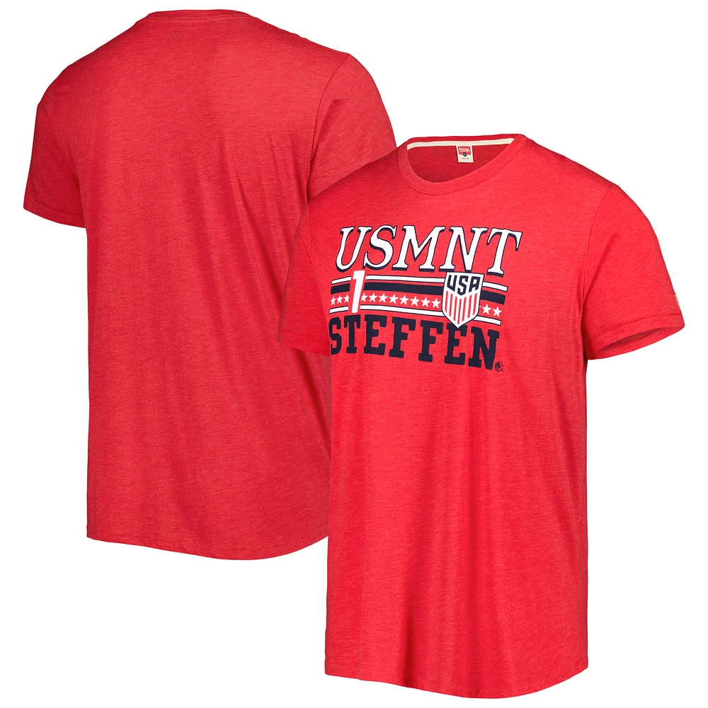 Men's Homage Zack Steffen Red USMNT Jersey Tri-Blend T-Shirt