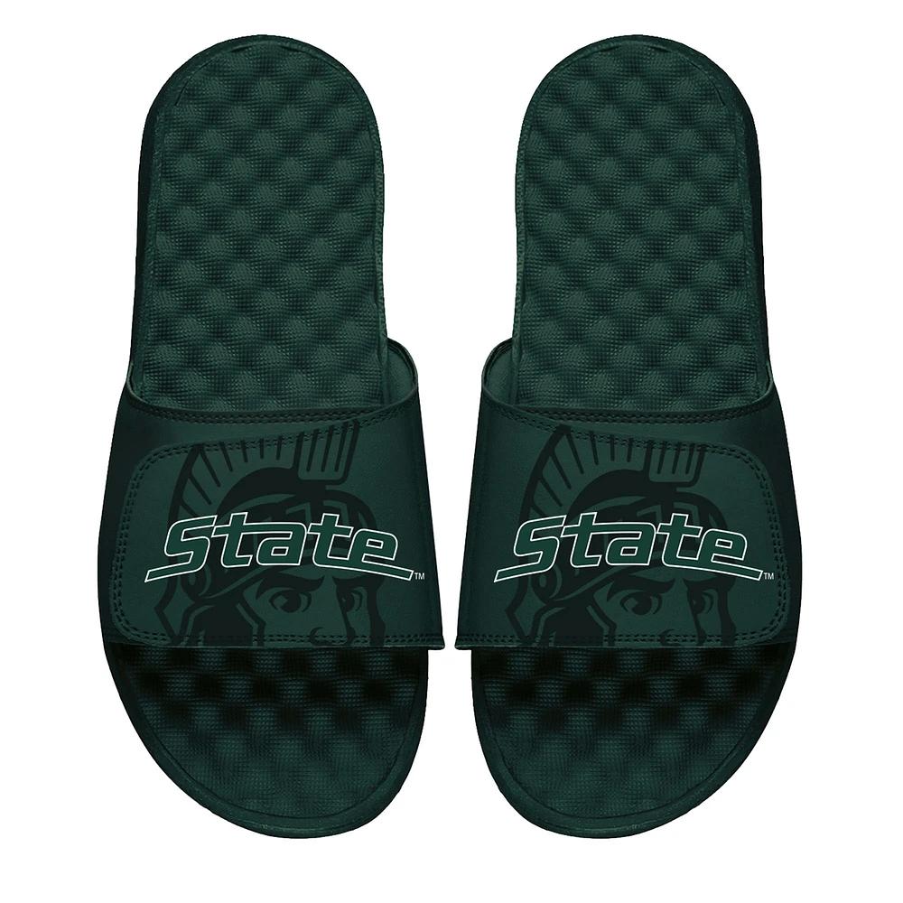 Men's ISlide Green Michigan State Spartans Tonal Mascot Slide Sandals