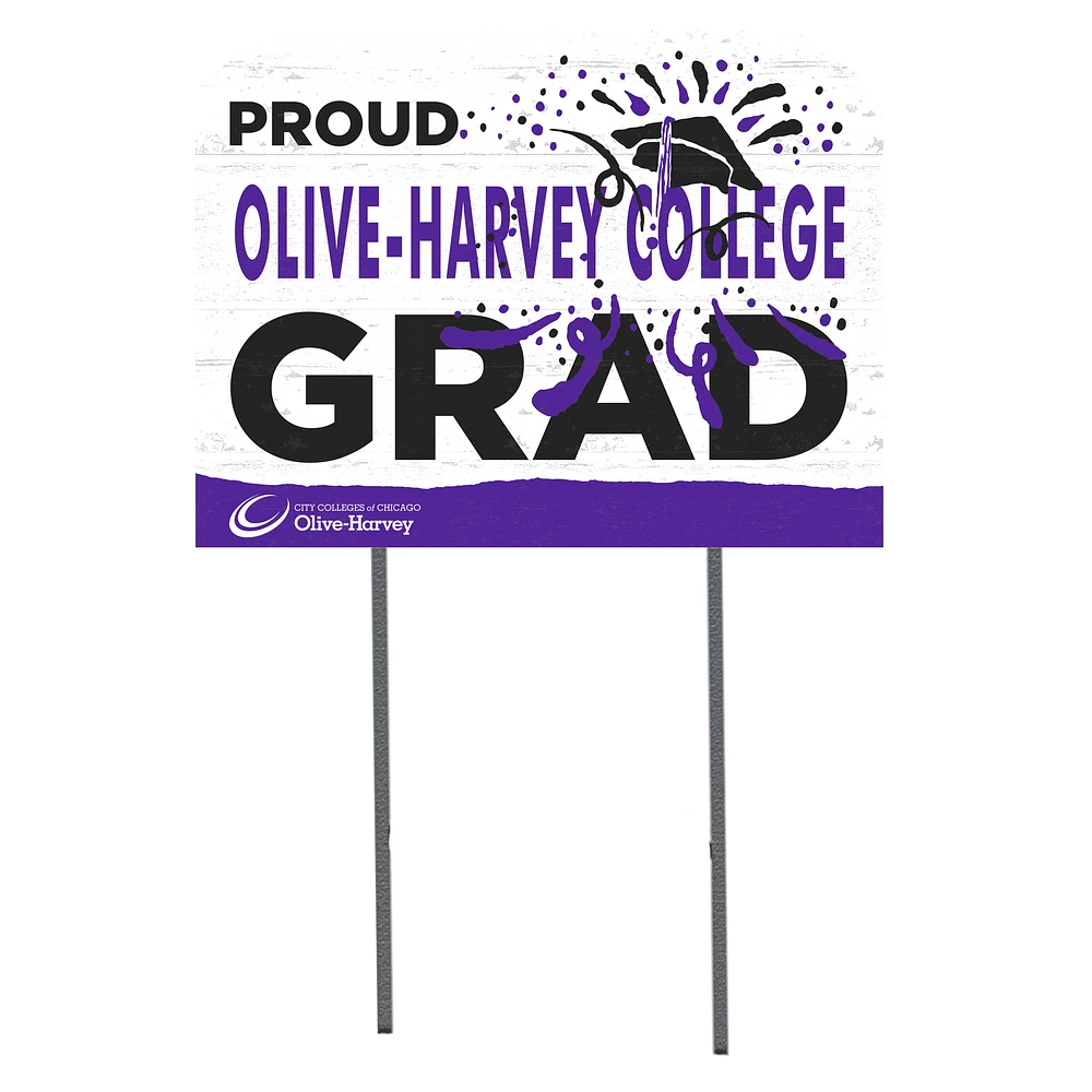 Olive-Harvey College Purple Panthers 18'' x 24'' Proud Graduate Yard Sign