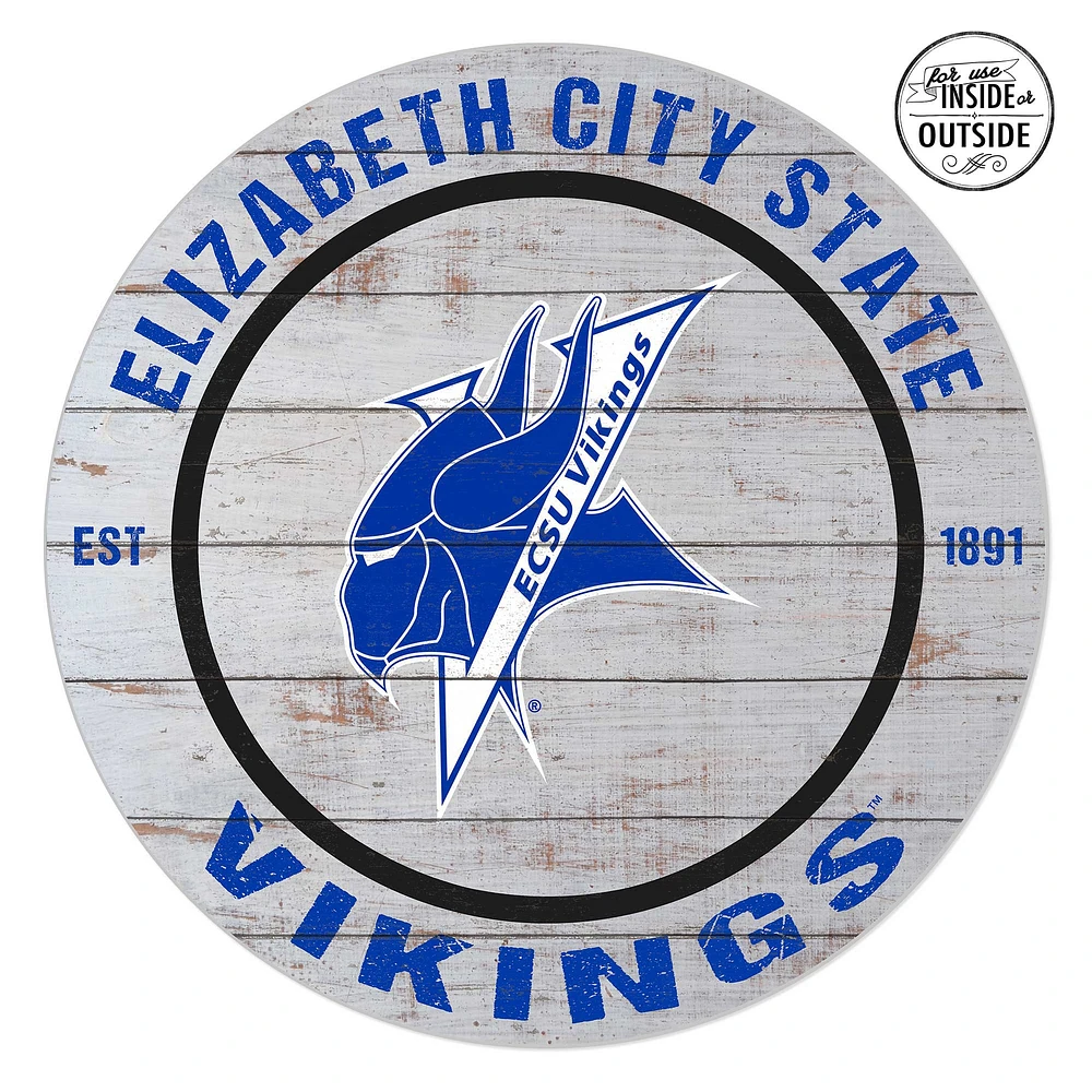ECSU Vikings 20'' x 20'' Indoor/Outdoor Weathered Circle Sign