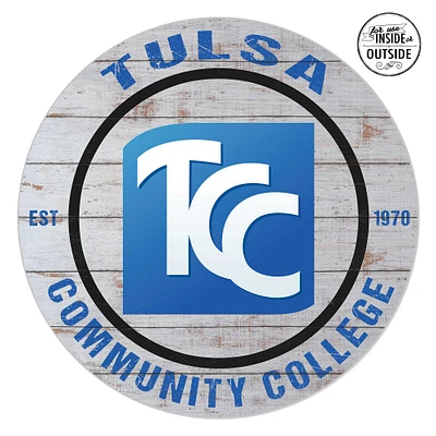 Tulsa Community College 20'' x 20'' Indoor/Outdoor Weathered Circle Sign