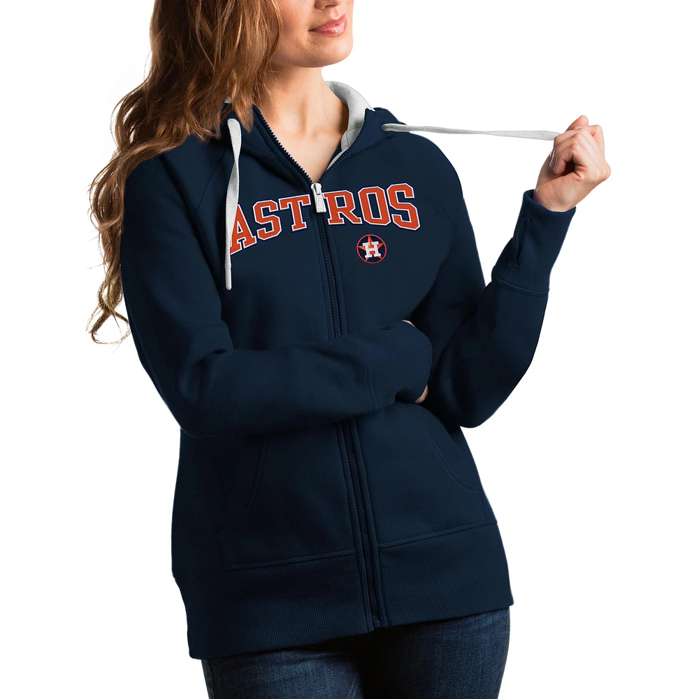 Women's Antigua Navy Houston Astros Team Logo Victory Full-Zip Hoodie