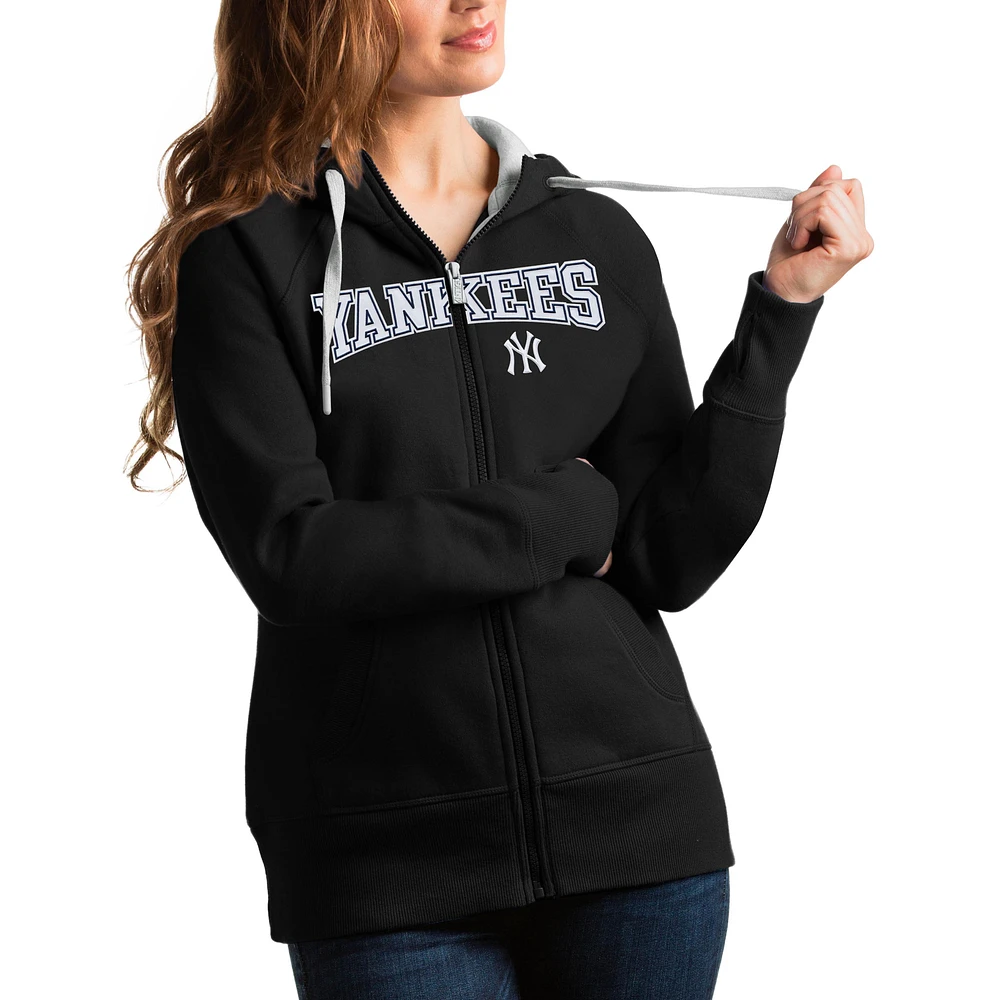 Women's Antigua New York Yankees Team Logo Victory Full-Zip Hoodie