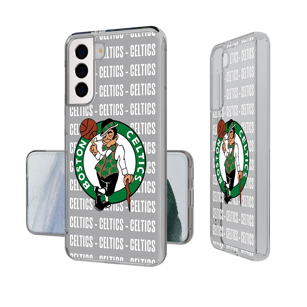Boston Celtics Text Backdrop Design Galaxy Clear Case