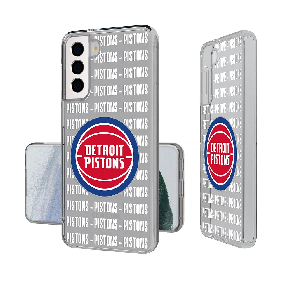 Detroit Pistons Text Backdrop Design Galaxy Clear Case