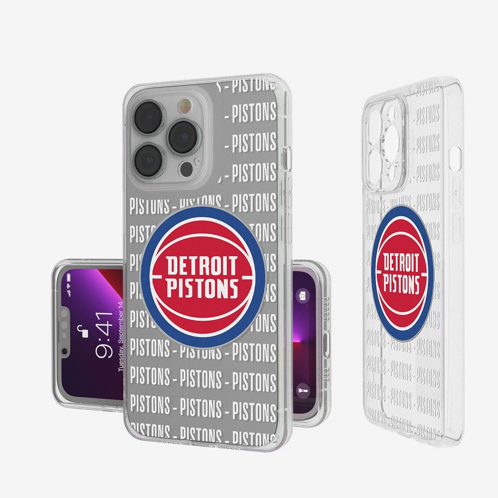 Detroit Pistons iPhone Clear Text Backdrop Design Case