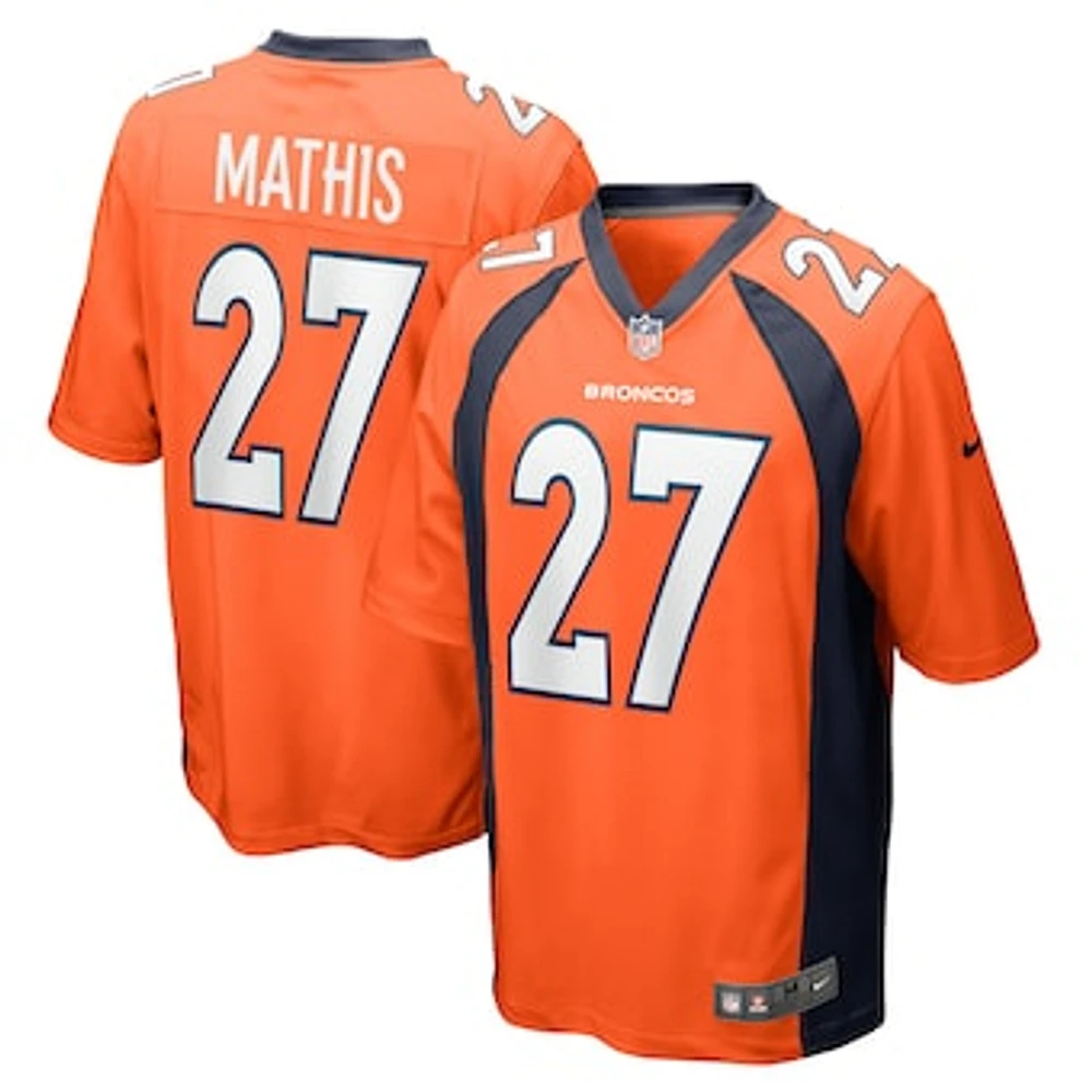 Men's Nike Damarri Mathis Orange Denver Broncos Game Player Jersey