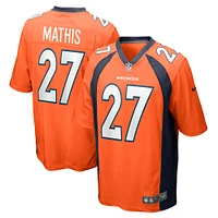 Men's Nike Damarri Mathis Orange Denver Broncos Game Player Jersey