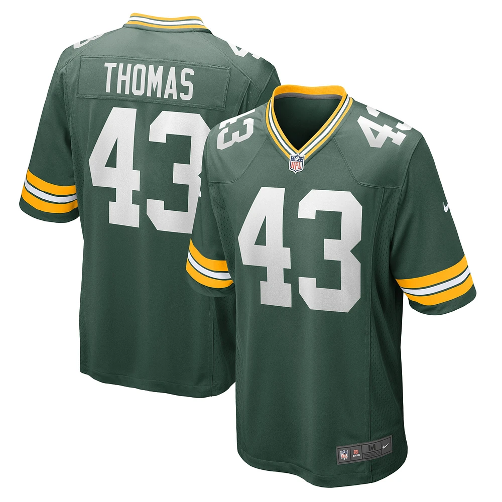 Men's Nike Kiondre Thomas Green Green Bay Packers Game Player Jersey