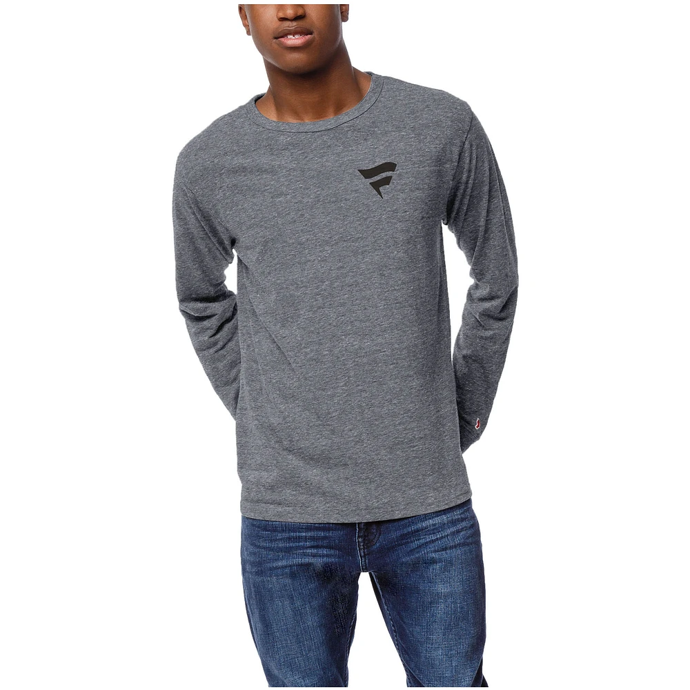 Men's League Collegiate Wear Heather Gray Fanatics Corporate Victory Falls Tri-Blend Long Sleeve T-Shirt