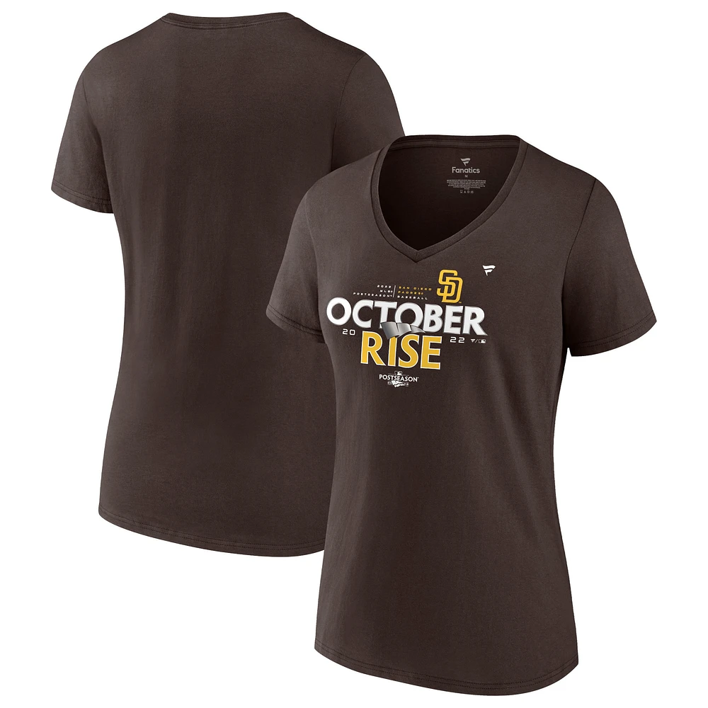 Women's Fanatics Brown San Diego Padres 2022 Postseason Plus Size V-Neck T-Shirt