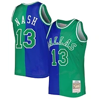 Men's Mitchell & Ness Steve Nash Blue/Green Dallas Mavericks Hardwood Classics 1998/99 Split Swingman Jersey