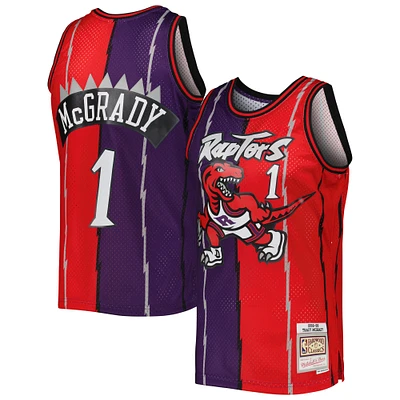 Men's Mitchell & Ness Tracy McGrady Purple/Red Toronto Raptors Hardwood Classics 1998/99 Split Swingman Jersey