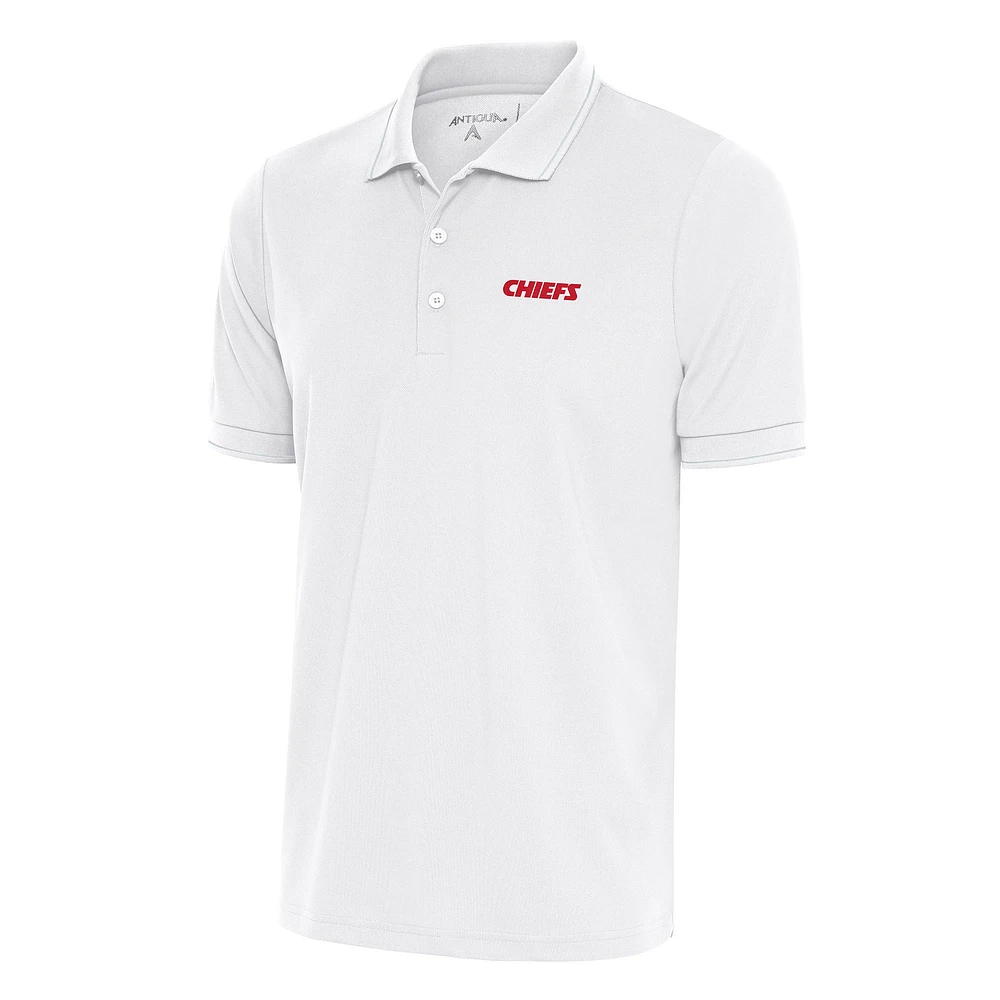 Men's Antigua White Kansas City Chiefs Team Logo Throwback Affluent Big & Tall Polo