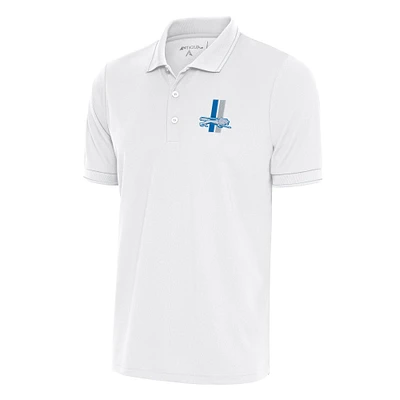 Men's Antigua White Detroit Lions Team Logo Throwback Affluent Big & Tall Polo