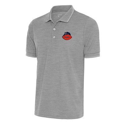 Men's Antigua Heather Gray Chicago Bears Team Logo Throwback Affluent Polo